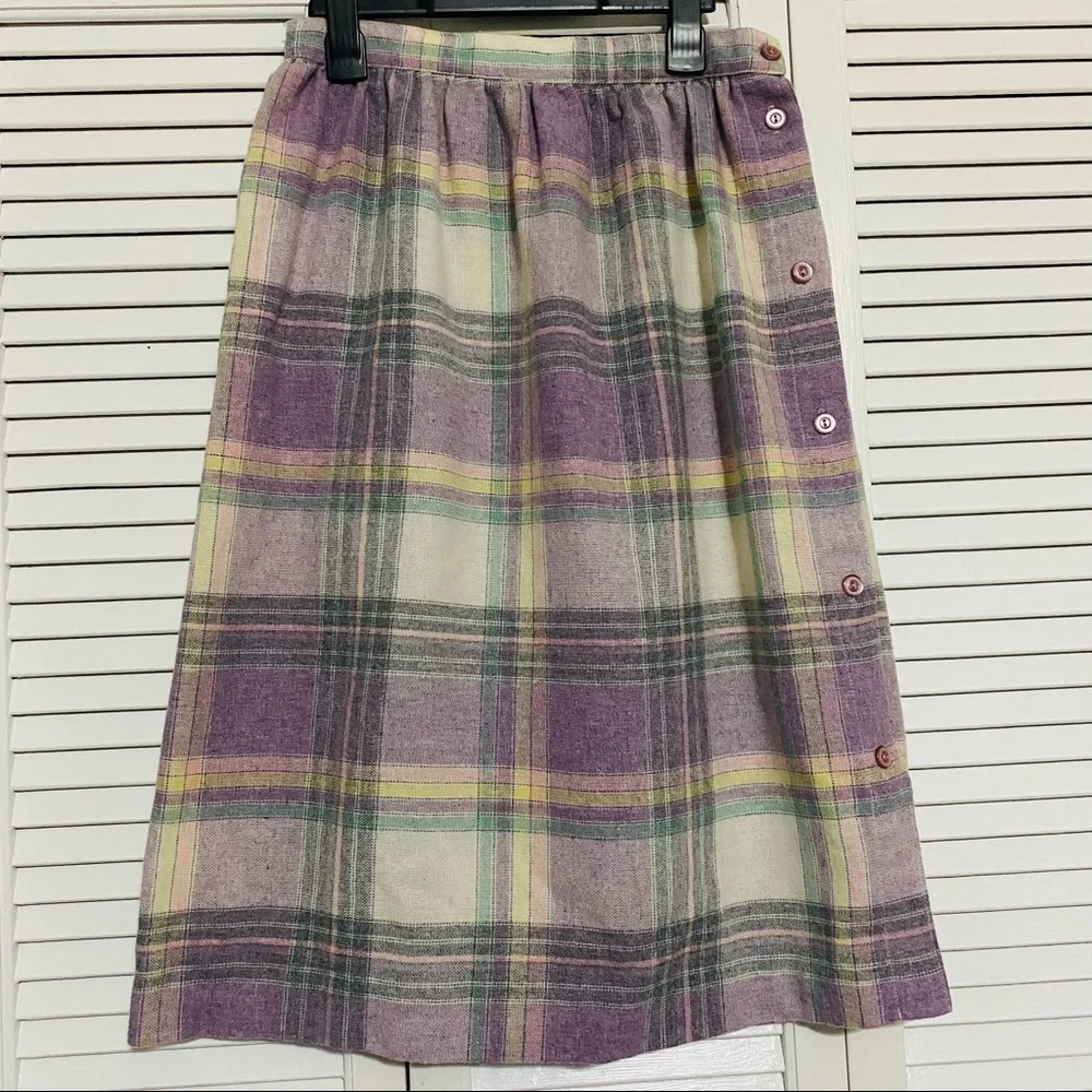 Vintage purple plaid skirt - Picture 1 of 4